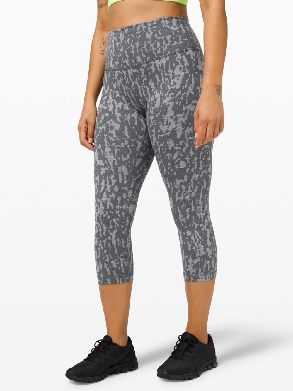 Lululemon Wunder Train High-Rise Crop 21" Heathered PU Black Asphalt Grey Size 6